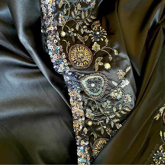 Brand new buttery soft black satin one shoulder dress with hand embroidery 💥💥 - Picture 7 of 9